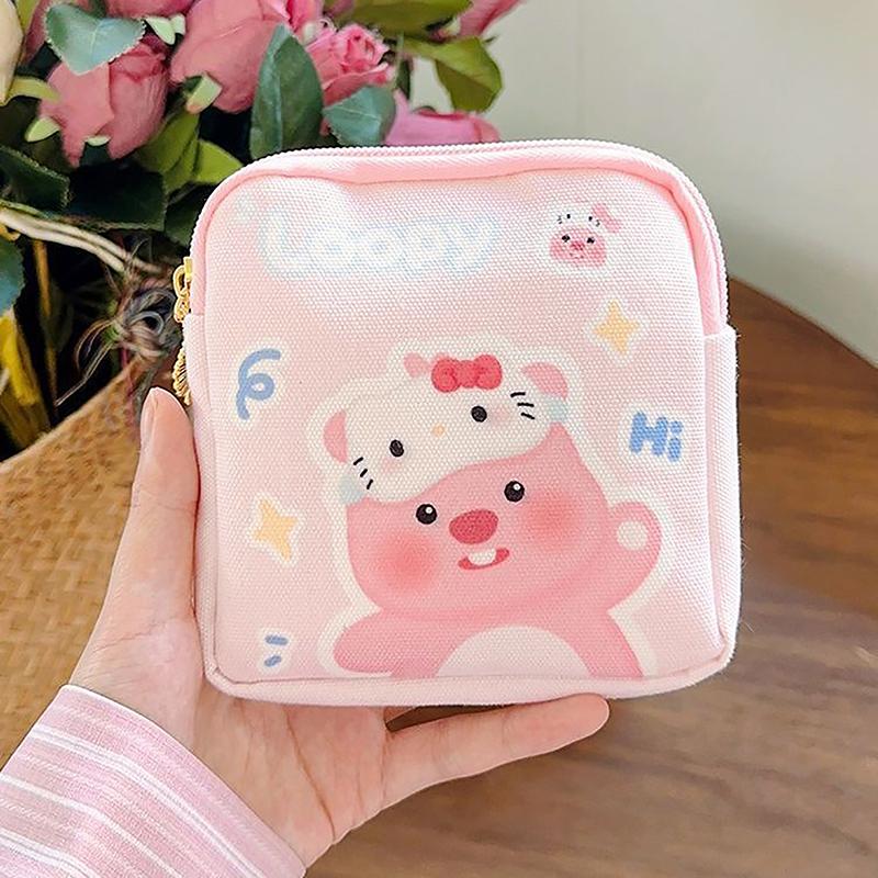 1 шт. Мини Косметичка Монетница Сумка Подарок Kawaii Sanrio Hello Kitty Мультяшная Женская Сумка для Хранения Тампонов Гигиенических Прокладок