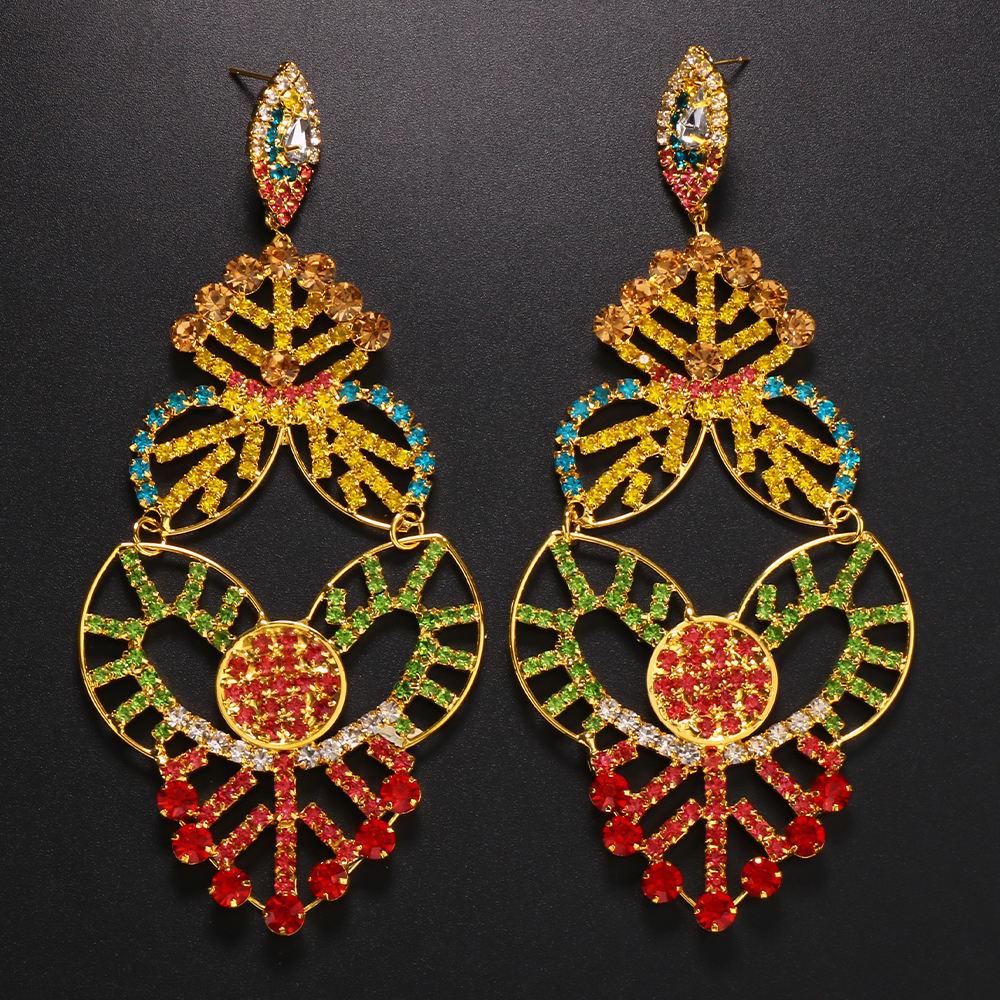 Stonefans Colorful Rhinestone Statement Earrings Fashion Long Dangle Drop Earrings Drag Queen Jewelry Accessories