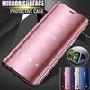 Smart Plating Mirror Flip PU Leather Phone Case For Xiaomi 14T Pro 13T Poco X7 X6 X5 Pro Redmi 14C Note 14 13 Pro 12 4G
