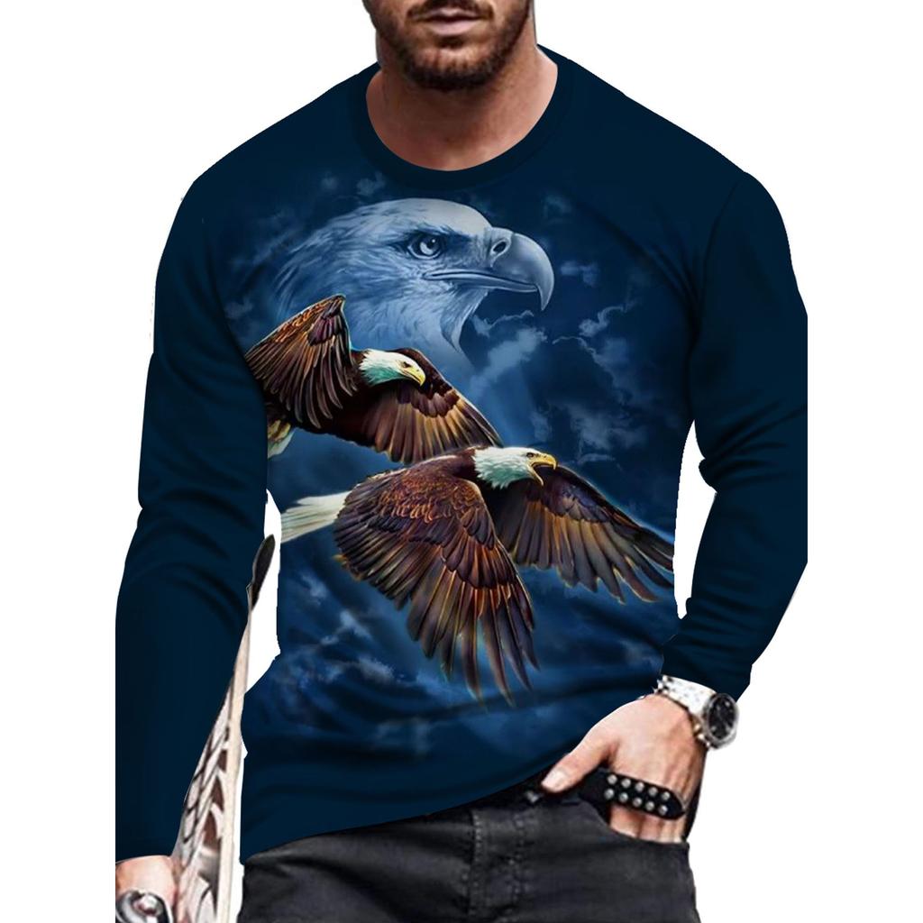 Осенне-весенняя мужская футболка с длинным рукавом и принтом