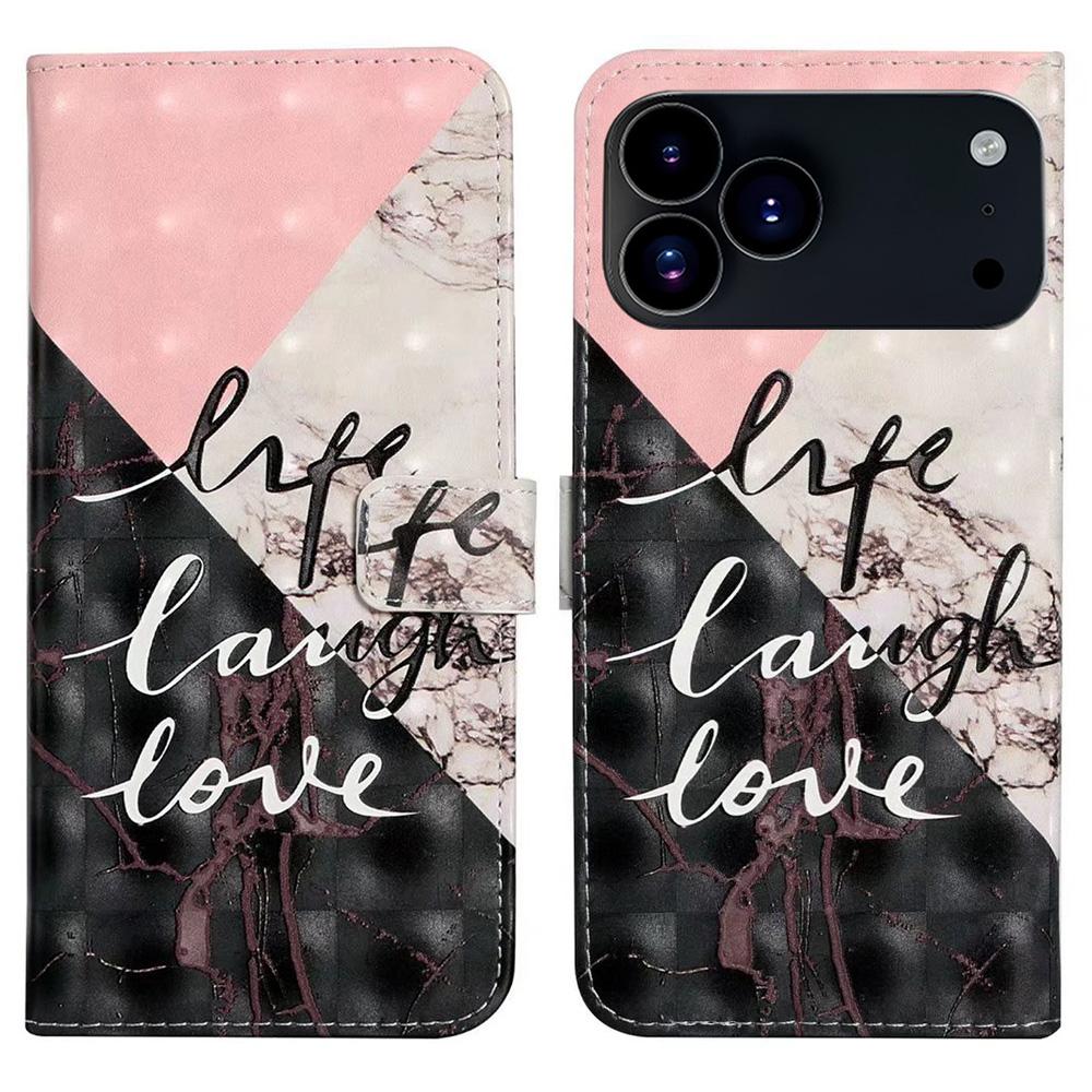 For iPhone 17 Pro Max Case 3D Creative Pattern PU Leather Stand Phone Cover