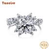 Tancise Women Classic 925 Sterling Silver  Zircon Ring Ladies Jewelry Wedding Promise Party Gift