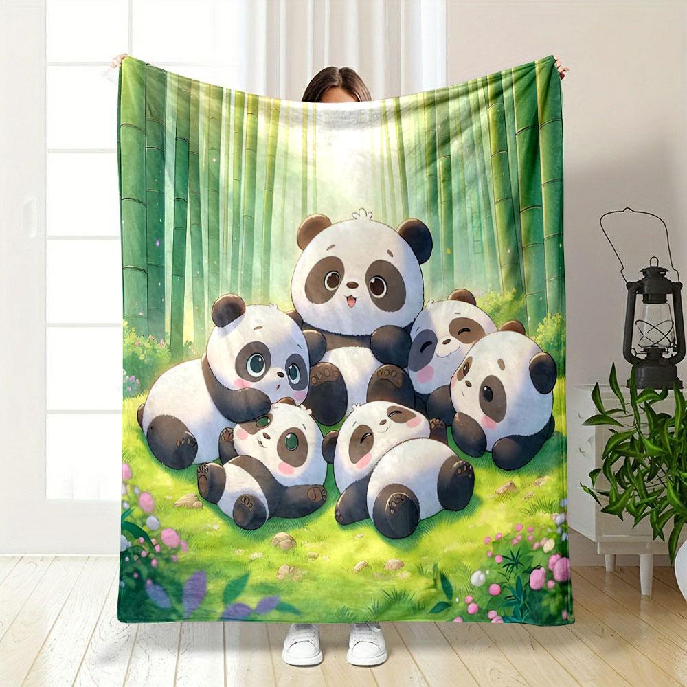 Cute Pandas Relaxing in Bamboo Forest print blanket soft and cozy perfect for the living room bed sofa or a nap,gift