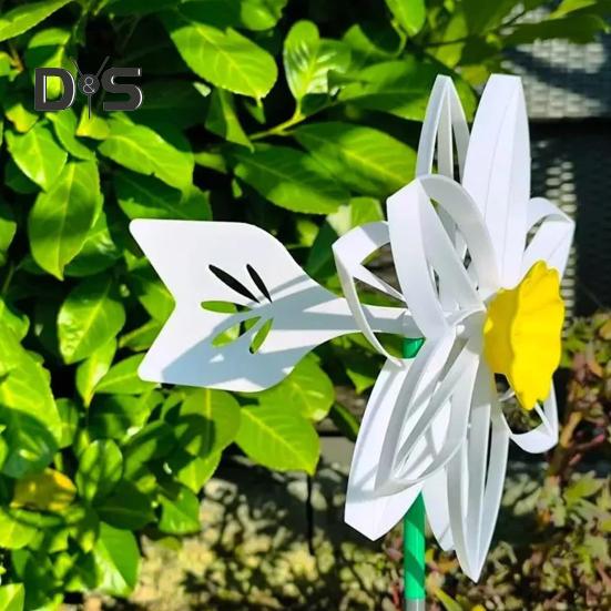 Саморегулирующаяся ветряная турбина Подсолнух Нарцисс Вертушка Ветряная мельница Уличный металлический цветок Ветряная мельница для сада и двора Художественное украшение