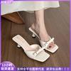 High-heeled Sandals Women's Summer Bow High-heeled Shoes Thin-heeled Cool Slippers