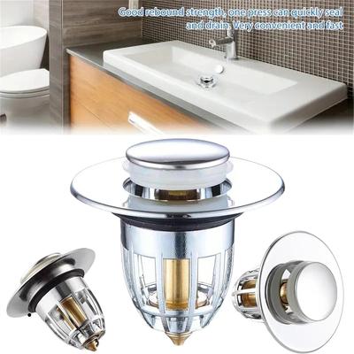 Универсальный сливной фильтр Rebound Drain Plug для раковины, выдвижной хромированный фильтр для раковины с улавливателем волос, сливной заглушка для раковины в ванной комнате, легко нажимаемый тип