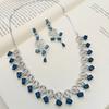 Silver Plated Diamond Round Necklace Set Diamond Necklace Set for Women
