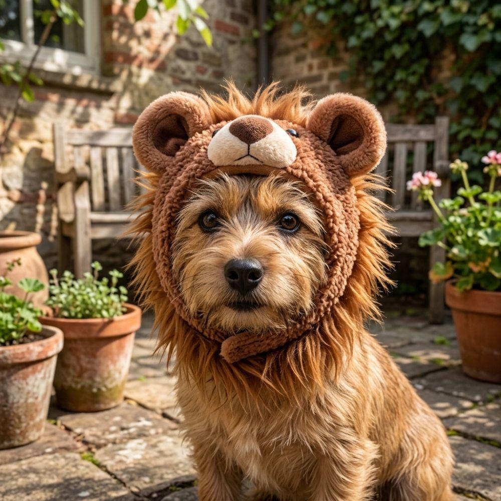 Skin Friendly Dog Plush Lion Hat Cartoon Lion Face Cat Lion Shape Hood Halloween Party
