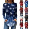 Women's Fashion Loose Round Neck Christmas Printed Long Sleeve T-Shirt Top