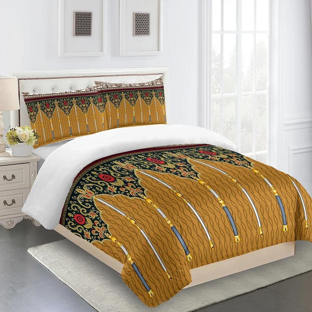3D Делюкс Черно-Золотой Постельный Комплект в Эфиопском Стиле Три Предмета Односпальная Кровать Двуспальная Кровать Пододеяльник 2 Наволочки