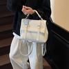 Ретро колледж стиль большая вместимость женская 2025 весна новая корейская версия однотонный рюкзак текстура сумка-мессенджер