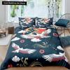 Пододеяльник с японским журавлем King Queen Size Wave Flower Ukiyo-e Style Комплект постельного белья Восточная культура 2/3 шт. Полиэстеровый пододеяльник