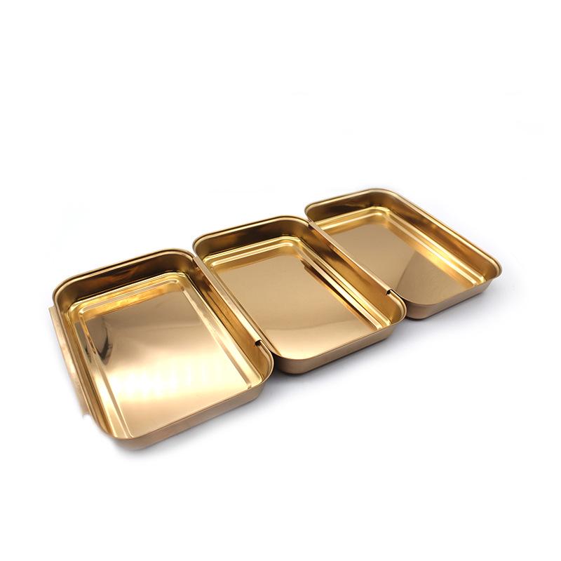 Прямоугольная тарелка из нержавеющей стали с отделениями для барбекю и соусов