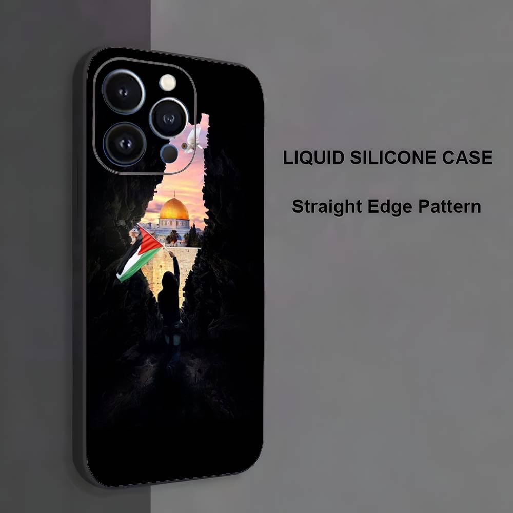 Чехол для телефона с флагом Палестины для iPhone 17,16,15,14,13,12,11 ,Pro Max,XS,X,XR,SE,Mini,8,7, Мягкий силиконовый черный чехол
