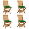 Day and Night - Day and Night Garden Chairs 4 Units Solid Teak Wood with Green Cushions