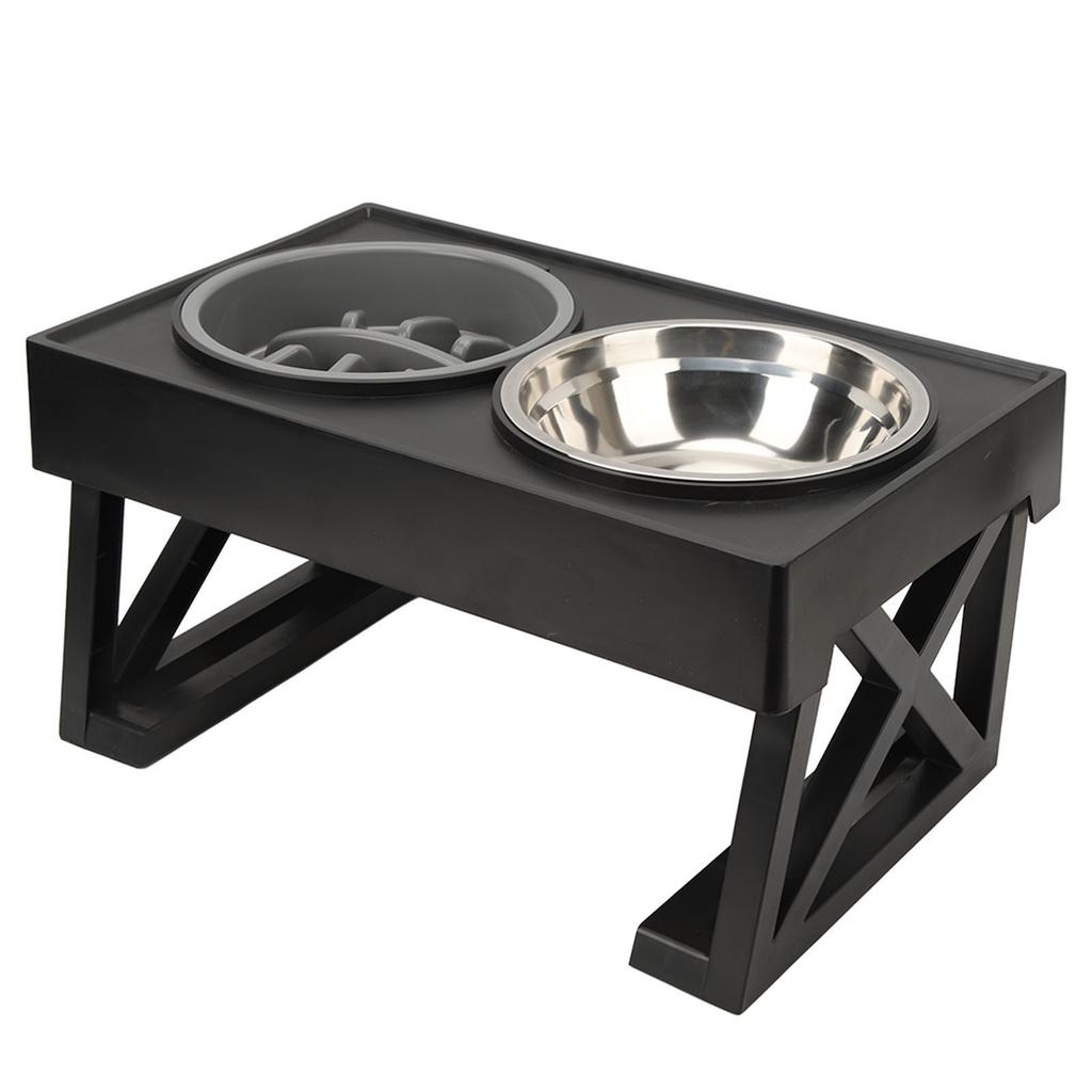 Elevated Dog Bowls with Stainless Steel Dish Height Adjustable Prevent Slip Raised Dog Slow Feeder