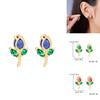 Modern Botanical Tulip Earrings For Women Copper Glass Spring Fashion Accessory