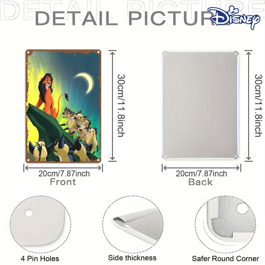 Дисней 1 шт. Металлическая жестяная табличка Величественный Король Лев с гиенами в красочных джунглях Арт 20,32 x 30,48 см Идеально для домашнего декора и праздников