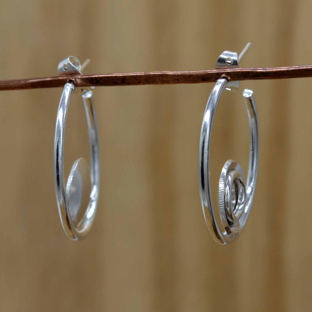 925 Sterling Silver Earrings, Handmade Hoop Studs Earrings, Gift For Her
