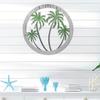 1pc Metal Palm Tree Wall Plaque Decorative Round Wall Art for Outdoor Spaces Stylish Hanging Palm Tree Décor Ideal Wall Sticker