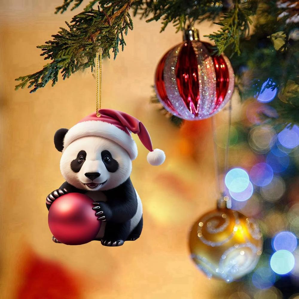 Cartoon Car Panda Pendants Cute Xmas Hanging Ornament Fashion Christmas Panda Ornament Kids Gift