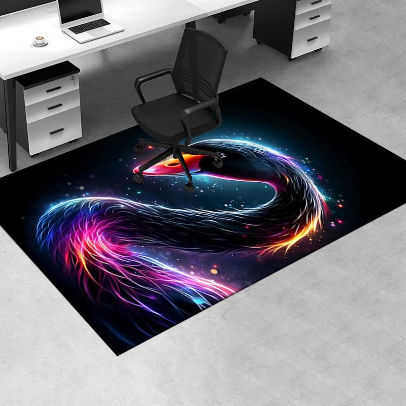 Colorful Swan Chair Mat: Office Carpet, Oversized Rug for Home Decor, Sofa Mat, Desk Pad Gift Suitable for Bedroom, Living Room, Any Room