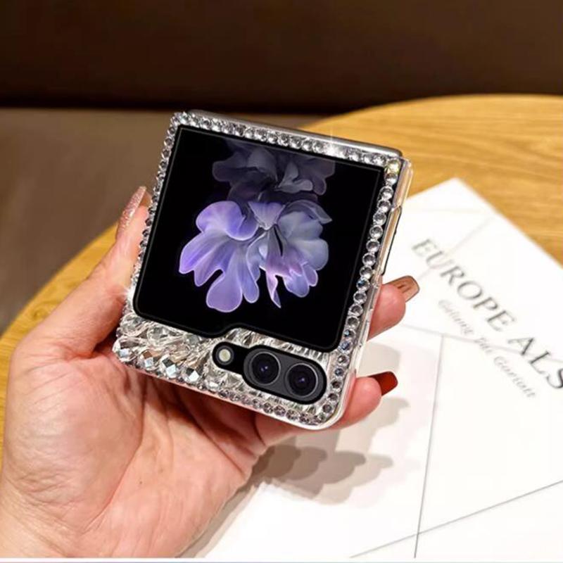 Luxury Bling Rhinestone Case For Samsung Z Flip 5 Z Flip 4 Z Fold 5 4S23 S22 Ultra S21 A14 A24 A34 A54 A13 A23 A33 A53 DIY Diamond Hard PC Back Cover