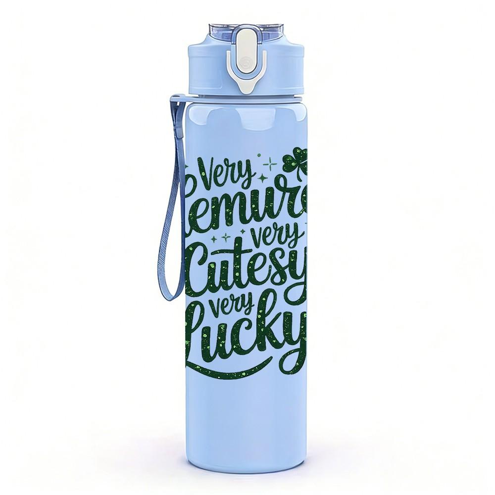 1PC I'm Your Lucky Irish Quote Print 750ml Color Plastic Sports Water Bottle Leakproof Flip Straw Lid Suitable for Sports Office Home Use