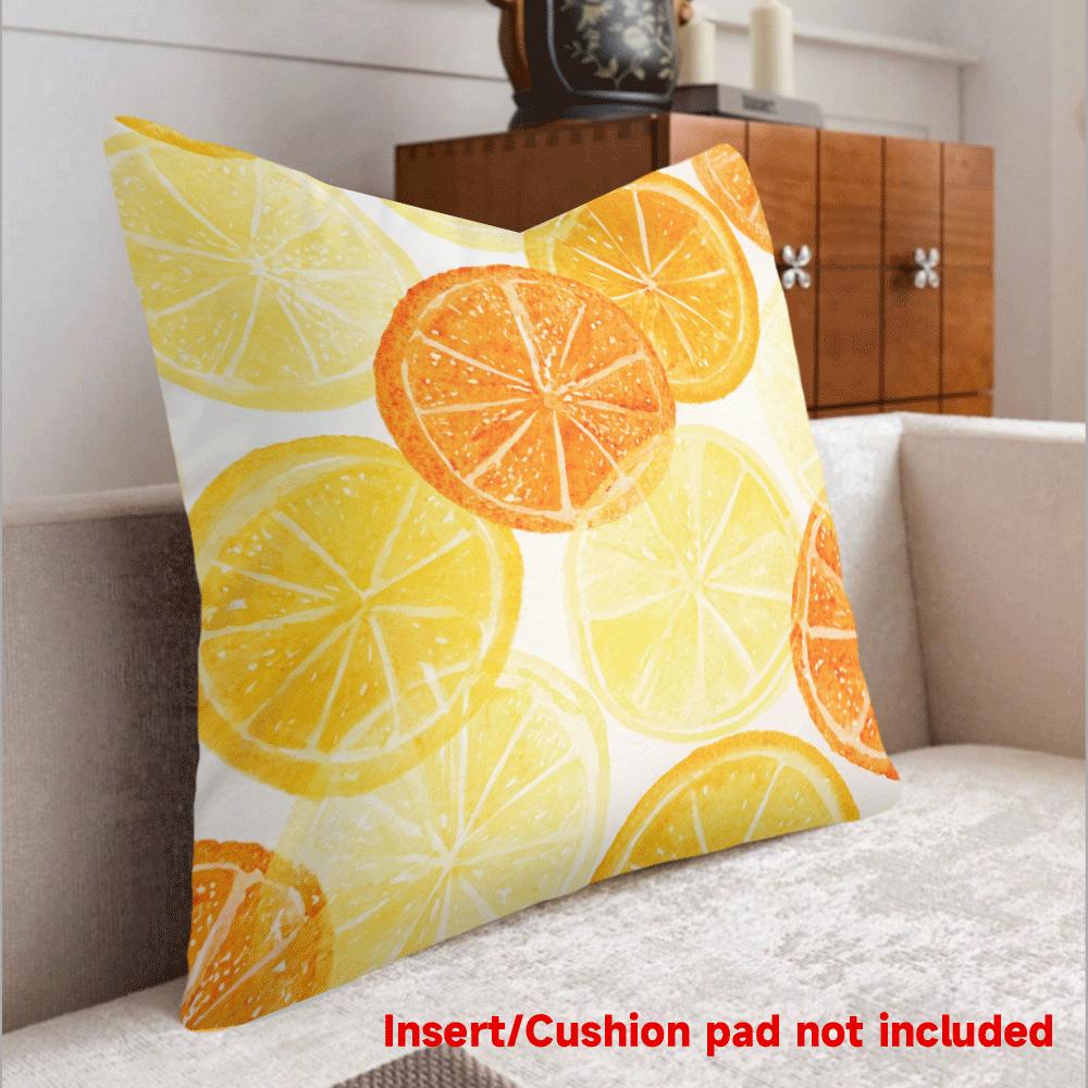 Watercolor Citrus Fruit Throw Pillow Cover Bright Lemon Orange Decorative Pillow Case For Summer Home