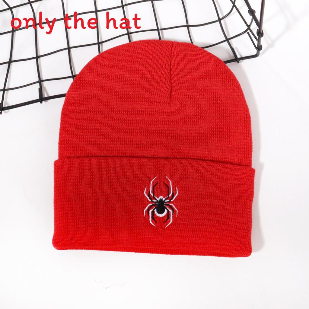 Street Style Spider Pattern Knitted Cap With No Brim For Winter Casual Wear