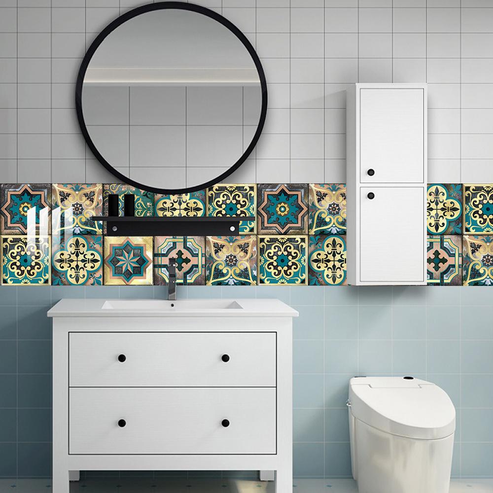 10 шт., настенная наклейка в стиле мандалы, кухонный фартук, маслостойкий шкаф, умывальник, пилинг и; Водонепроницаемые художественные наклейки на стены