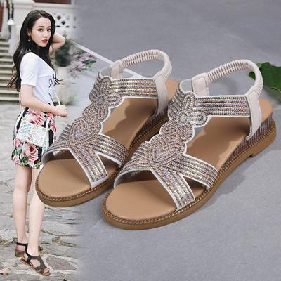 2024 Лето Новые Дизайнерские Босоножки На Платформе Женская Мода Повседневная Римская Обувь Женские Однотонные Кристаллы