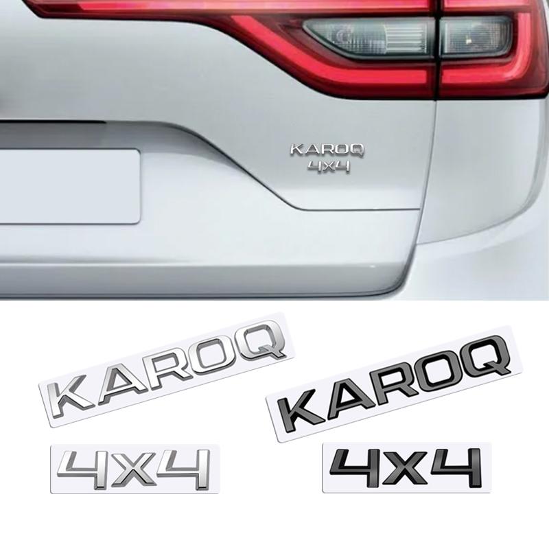 ABCDGI1 MetaL 3D Badge Logo Car Rear Trunk Body Sticker Letter Emblem For Skoda Karoq 4X4 Accessories Glossy Black Matte black