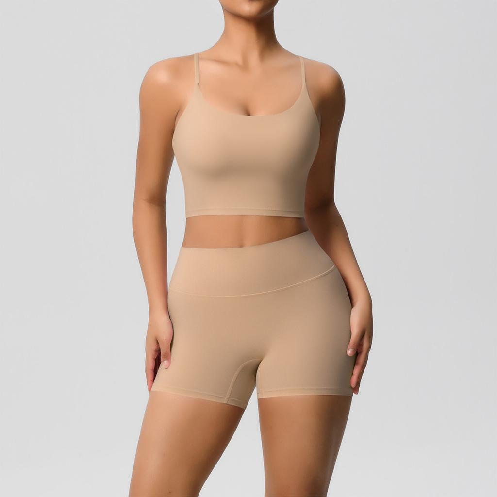 Женская мода однотонный топ с открытой спиной облегающая дышащая одежда для йоги спортивная одежда для бега фитнеса шорты комплект