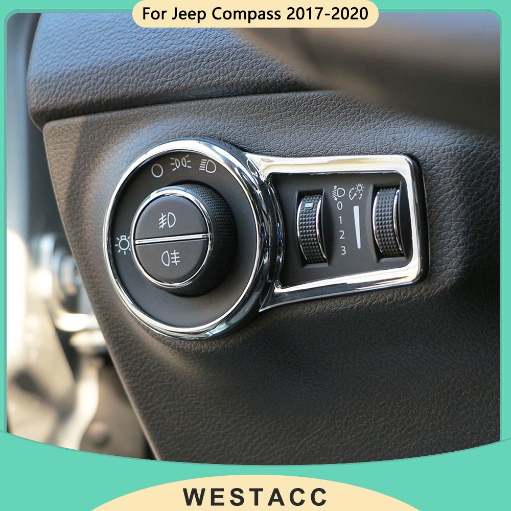 ABS автомобильная фара, переключатель, крышка панели, декоративная наклейка, накладка для Jeep Compass 2017-интерьер