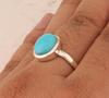 Кольцо женское из стерлингового серебра 925 пробы с овальным драгоценным камнем голубой бирюзы, для ношения в комплекте, унисекс, кольцо-подарок, ювелирное украшение, кольцо ручной работы