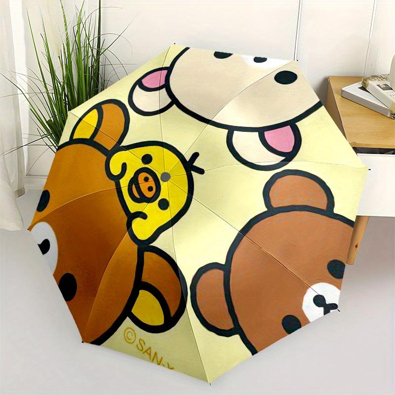1pc Rilakkuma Friends Circle Umbrella with Plastic Handle,Suitable for All Seasons Home Travel Outdoor UmbrellaM899