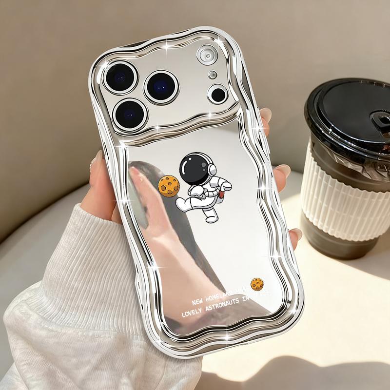 Милый Чехол-Астронавт с Луной для Телефона iPhone 17 Pro Max Air 16e 16 15 14 13 Pro Max 12 11 Ударопрочный Роскошный Покрытие Мягкий ТПУ Чехол