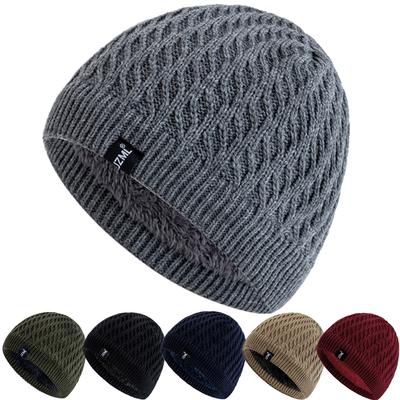 Новый стиль Унисекс Зимние шапки Плюшевая подкладка из искусственного меха Мужские Женские Теплая шапка-бини Повседневная Декор с лейблом JZML Уличные Зимние ЛЫЖНЫЕ Вязаные шапки