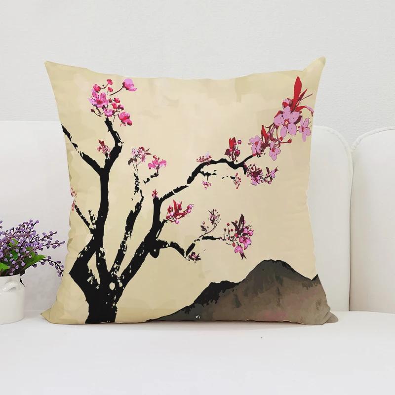 Японская Сакура Домашний Декор Декоративная Наволочка для Подушки для Подушек в Гостиную Эстетичное Украшение Комнаты Наволочка 45*45