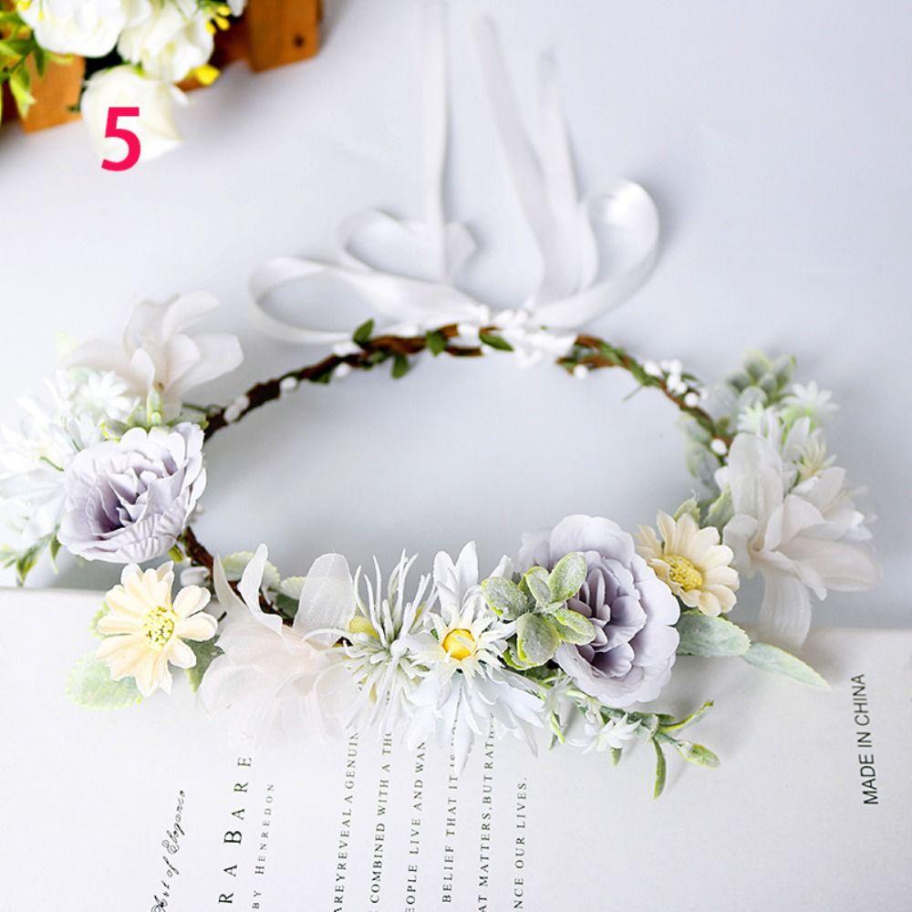 Hair Jewelry Bride Hair Band Headwear for Wedding Flower Wreaths Flower Tiara Garland Crown