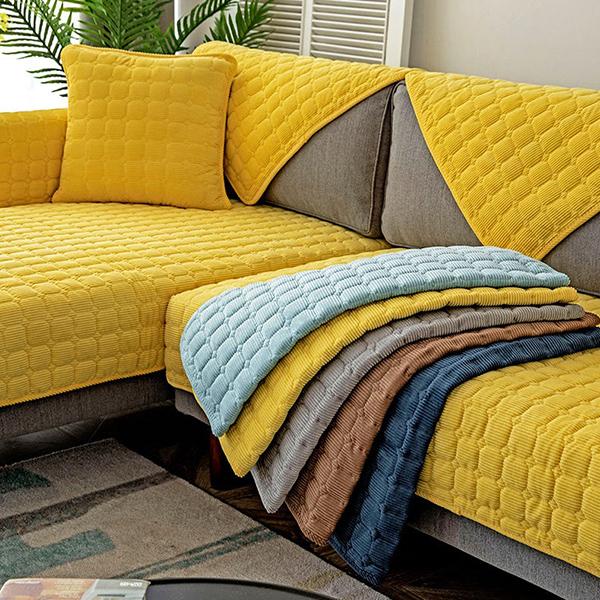 Solid Color Non-slip Sofa Cover Thicken Soft Plush Sofa Cushion Towel for Living Room Furniture Decor Slipcovers Couch Covers