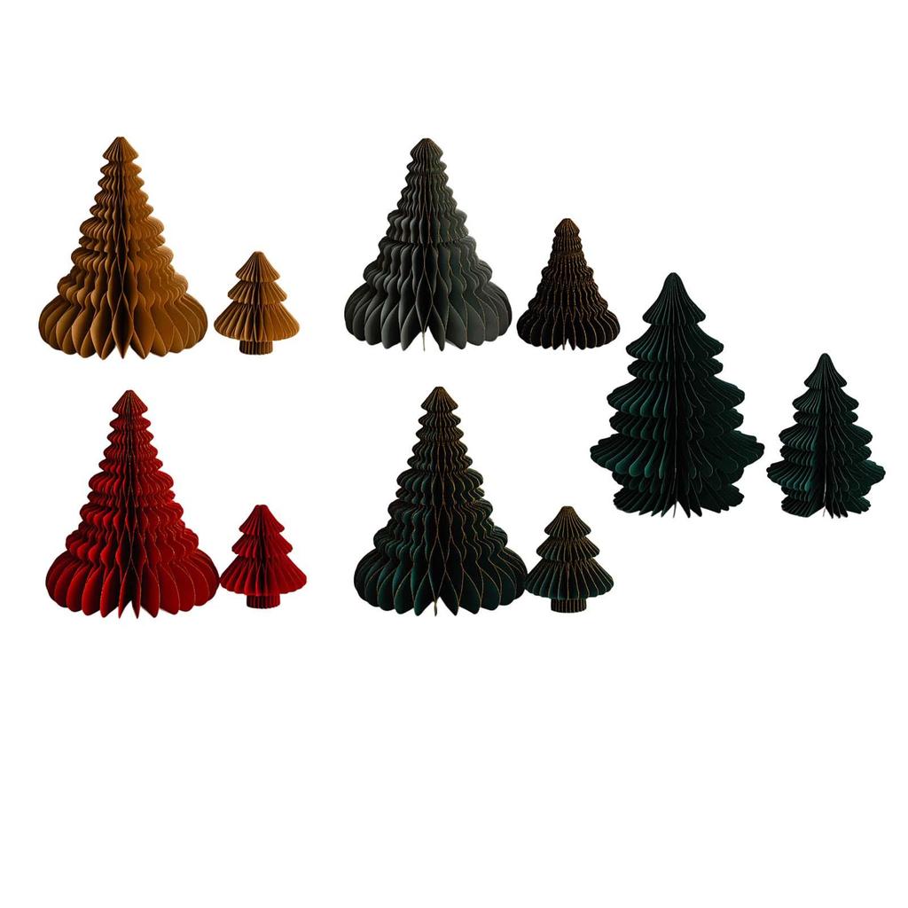 2x Paper Christmas Tree Ornament Christmas Desktop Decoration Foldable Trendy Sculpture for Indoor Bedroom Bookshelf Walkway