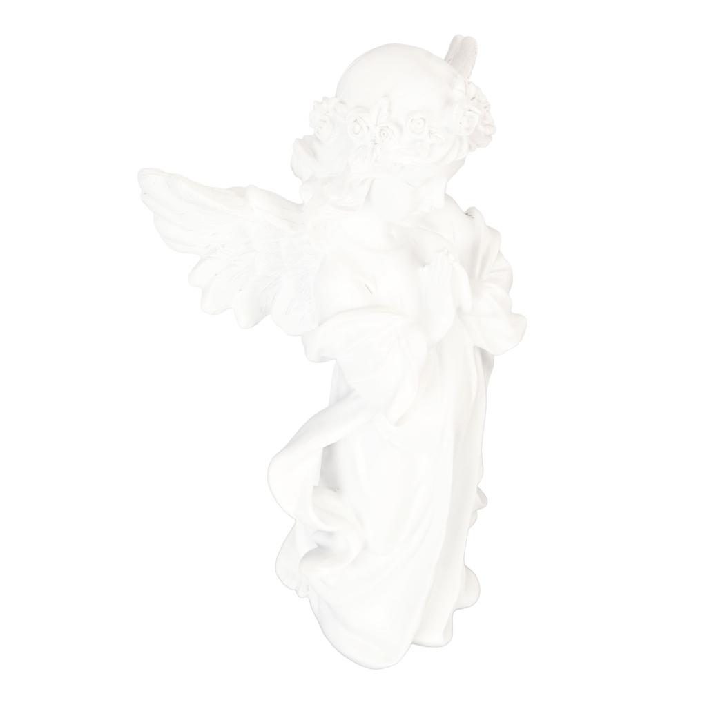Статуэтка младенца-ангела белая высотой 10,8 дюйма, ручная резьба, богатая деталями, смоляная фигурка херувима для сада