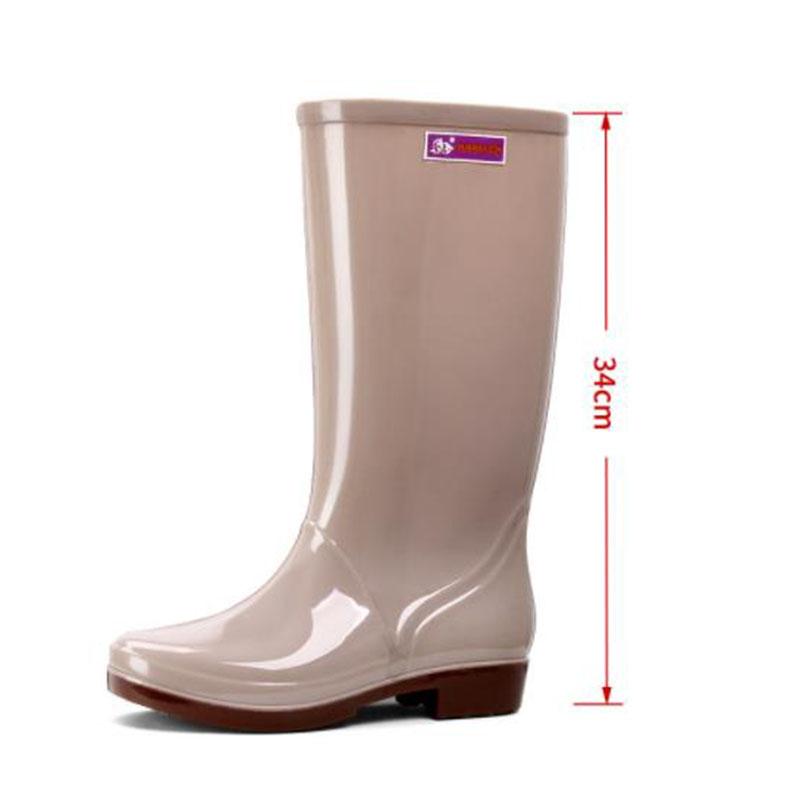 Women's Rain Shoes Casual PVC with Velvet Waterproof Non-slip Knee-high Boots New Fashion Tide for Reasons Botas De Mujer