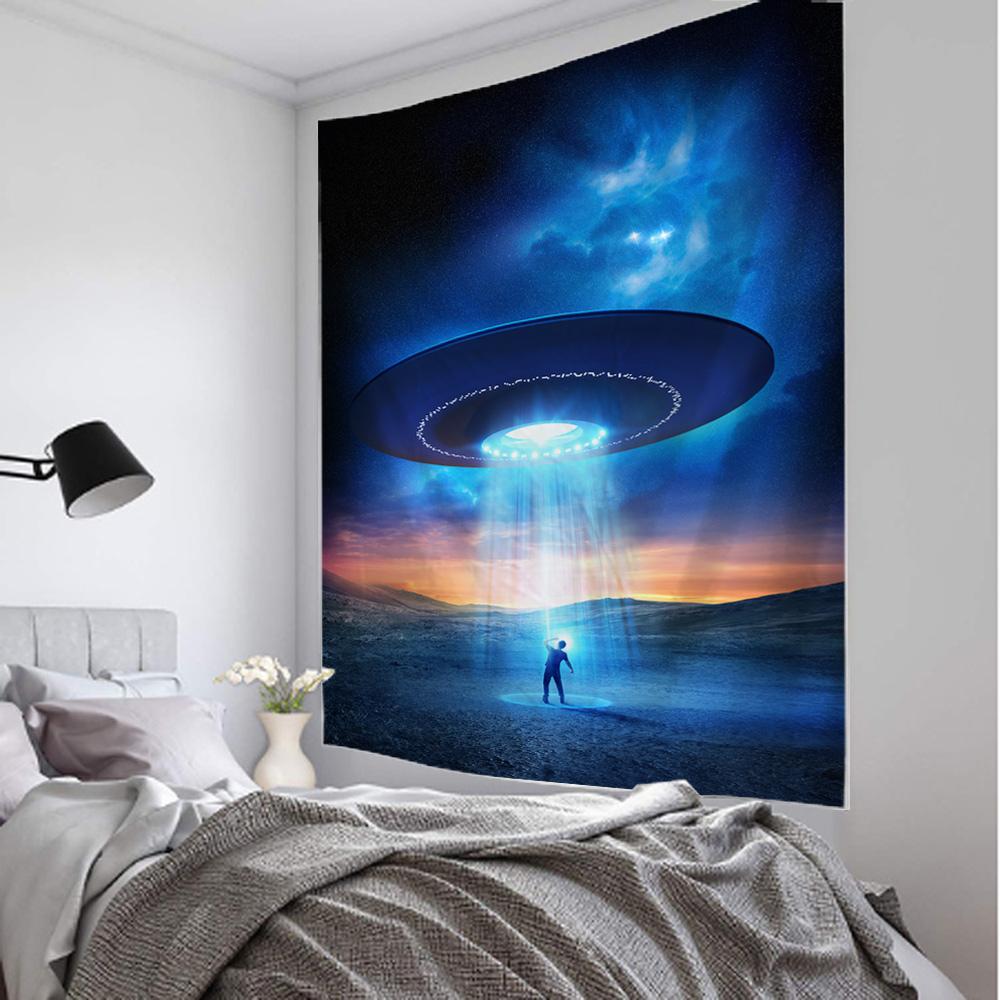 Таинственный гобелен с космическим кораблем, подвесной экзопланет, общежитие, Звезда Вселенной, спальня, гостиная, домашний декор