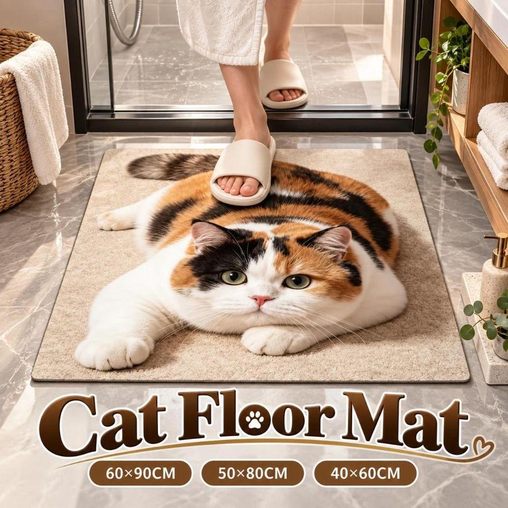 Реалистичный 3D коврик-кот для пола 40×60 см 50×80 см 60×90 см Коврик для двери спальни Ковер для ванной Комнатный декор