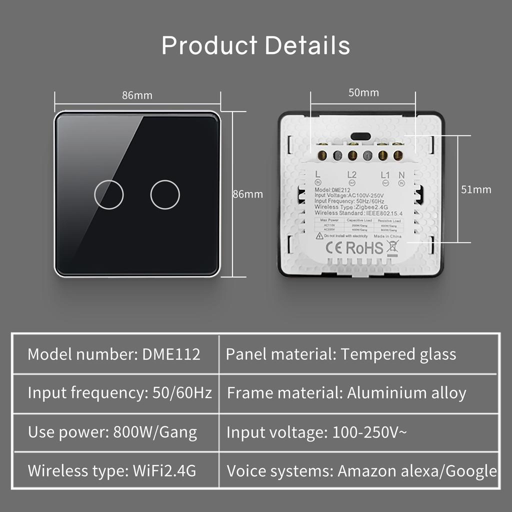 European Standard WiFi Zero Flame Aluminum Alloy Wall Switch