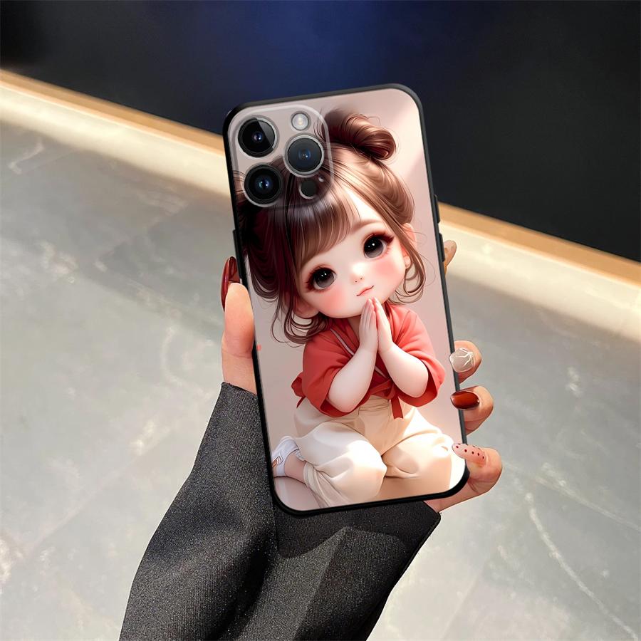 Чехол с рисунком мультяшной девочки для iPhone XS Max XR 13 12 11 17 Pro Max 7 8 17Air 15 16 14 Plus Черный Мягкий Чехол для Телефона