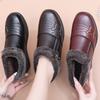 Women's Winter Flat Non-Slip Grandma Shoes: Velvet Lined, Low-Top Leather for Middle-Aged & Elderly
